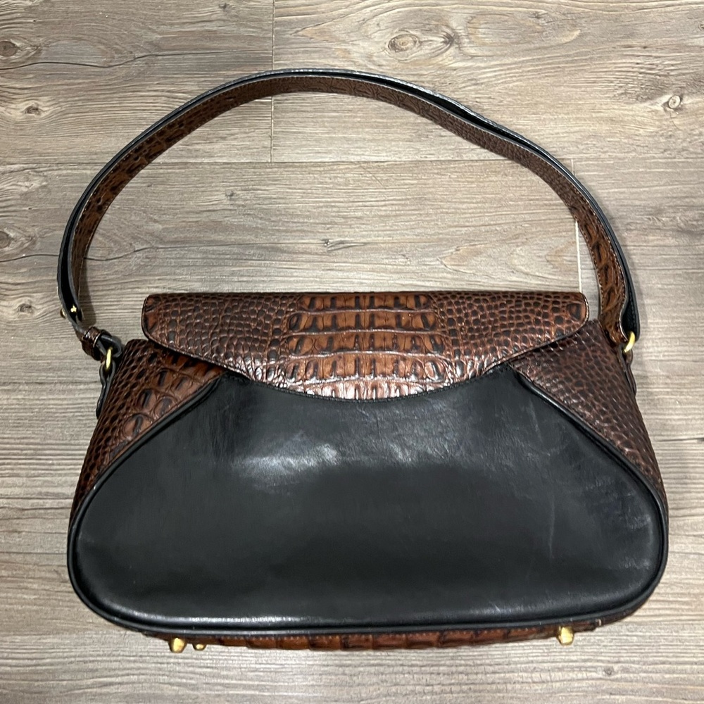 Vintage Brahmin Crocodile Embossed Shoulder Bag - Brown & Black - Picture 8 of 12